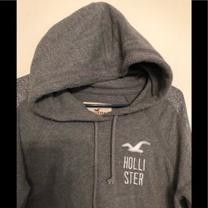 Gray Hollister Hoodie with Silver sleeve accents